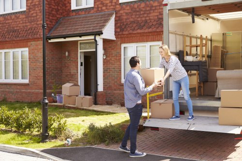 Professional removals and storage services in Blackwall with moving boxes and secure transport