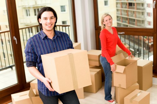 Packed boxes and furniture prepared for a small removal
